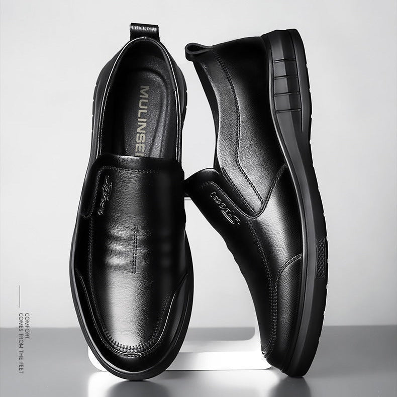 UrbanFlex Black Leather Slip-On